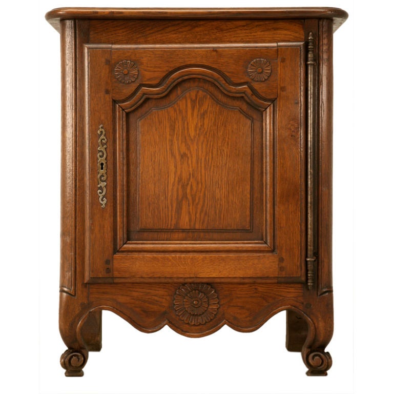 Circa 1890 French Solid Oak Louis XV Petite Cupboard/Nightstand