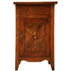Antique French Cherry Marquetry Nightstand or Bedside Commode