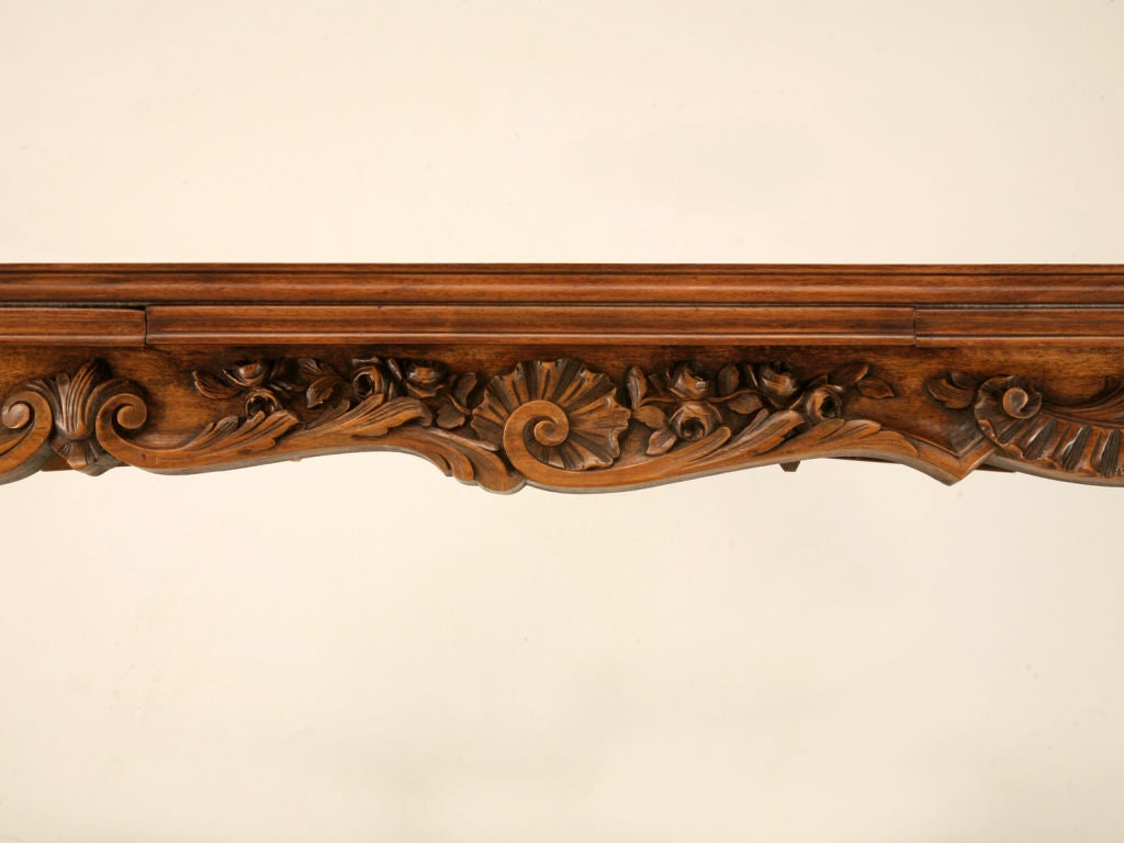 Circa 1920 French Heavily Carved Walnut Draw-Leaf Dining Table 2