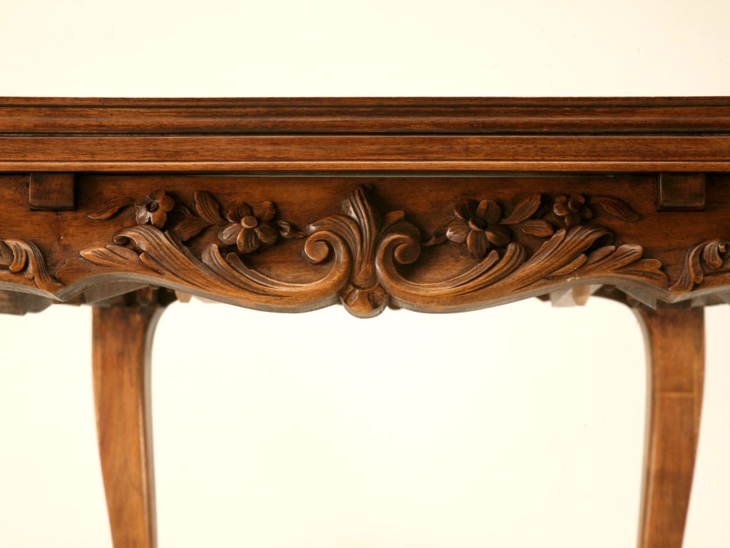 Circa 1920 French Heavily Carved Walnut Draw-Leaf Dining Table 5
