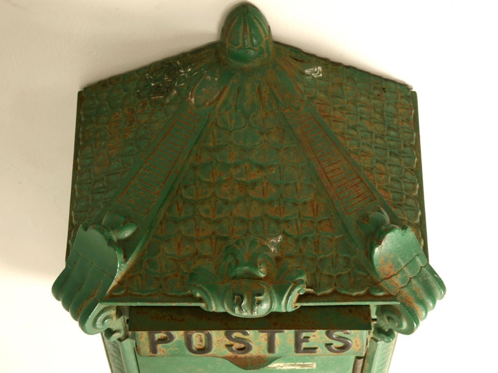 Give your Country French home some extra flair!! This is amazing--an authentic French Postal roadside drop box with a rare and stunning green finish. A unique opportunity!! This mailbox is a must for one's Country French estate, this would easily be