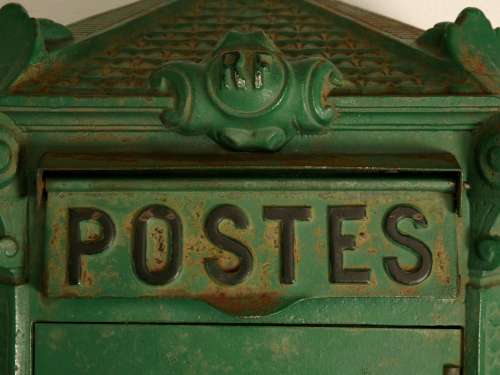 Circa 1890 Authentic French Steel Postal Box-Rare Color 1