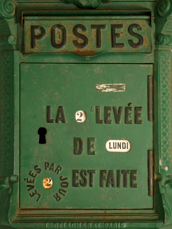 Circa 1890 Authentic French Steel Postal Box-Rare Color 2