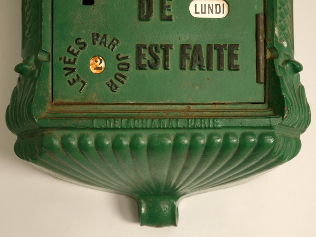 Circa 1890 Authentic French Steel Postal Box-Rare Color 4