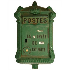 Antique Circa 1890 Authentic French Steel Postal Box-Rare Color