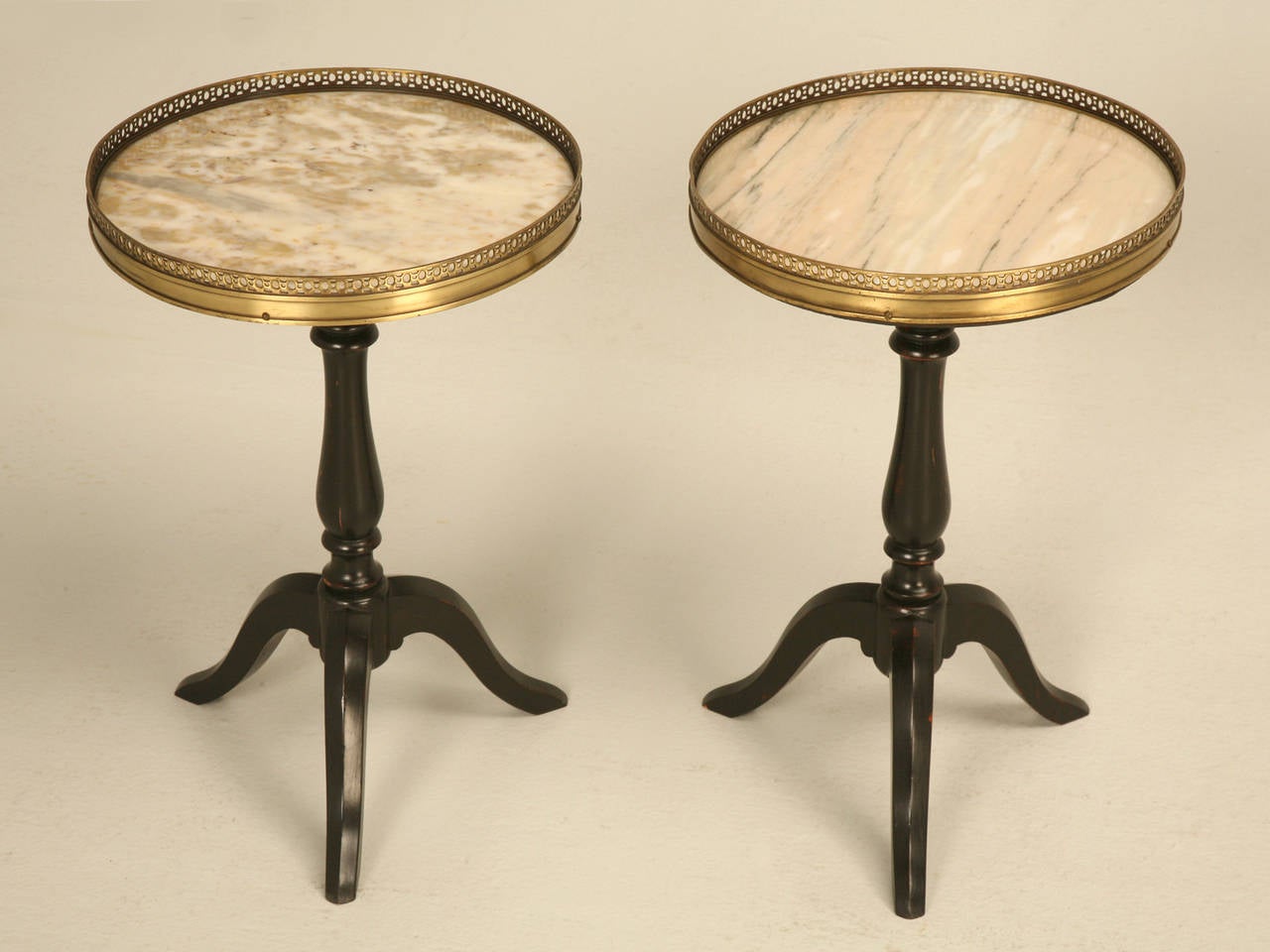 Petite Pair of French Wine Tables with Marble Tops 3