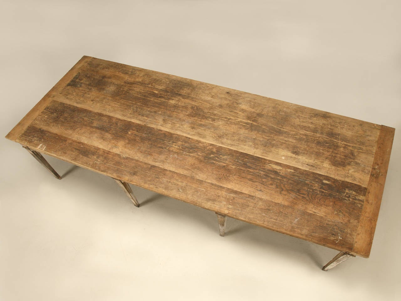 Generally when I see old farm tables this wide, I immediately think they were just assembled from a stack of old reclaimed lumber, but the more I looked the table over from the underside, I quickly determined that it was in fact an antique. Although