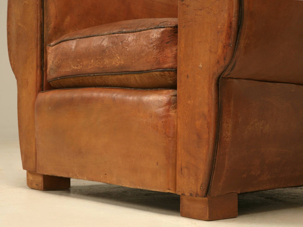 French Art Deco Original Leather Club Chairs, circa 1930s 4