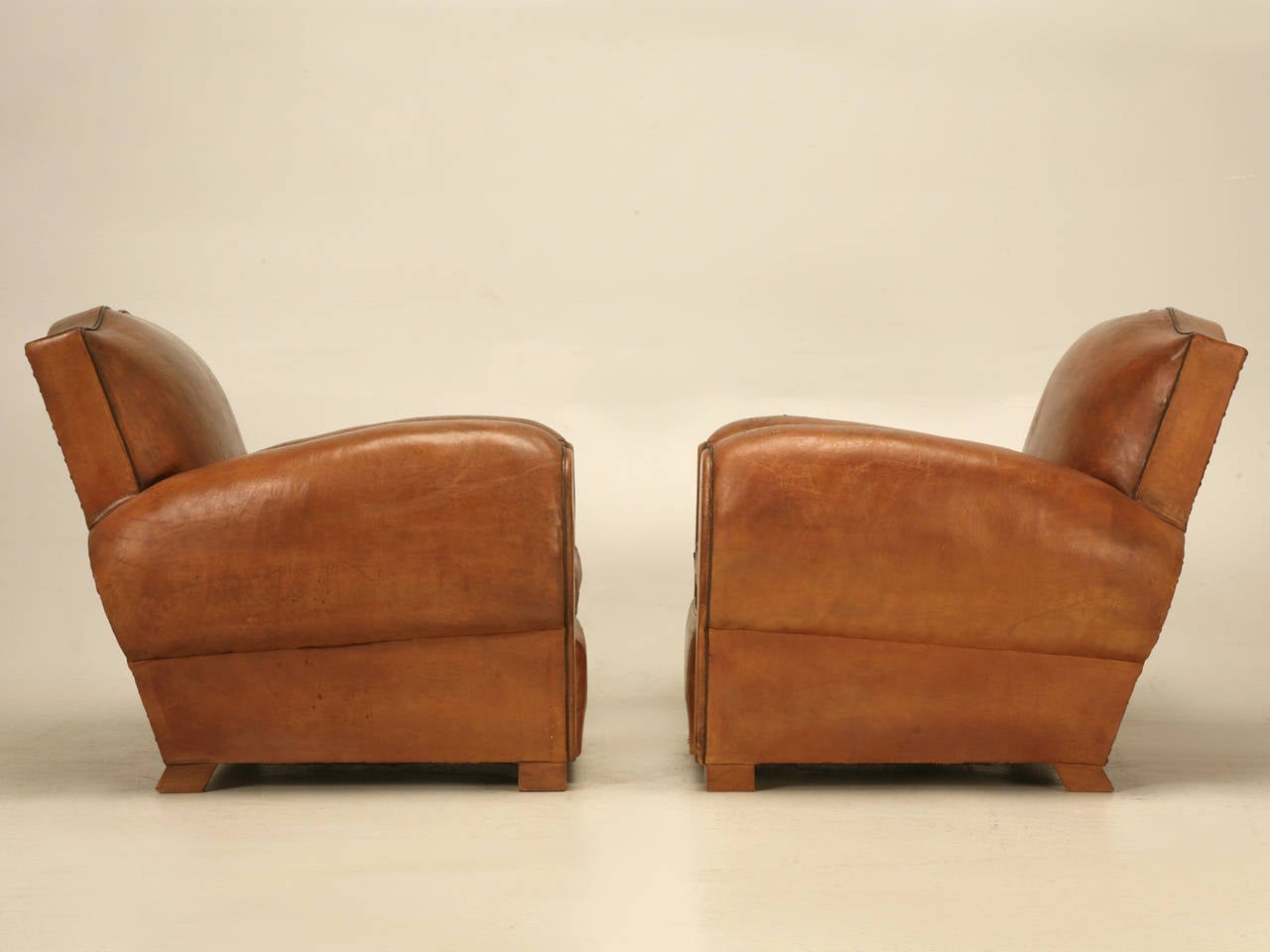 French Art Deco Original Leather Club Chairs, circa 1930s 5