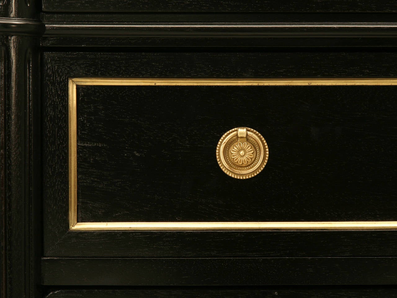 Jansen Style Louis XVI Ebonized Commode with Brass Trim 3