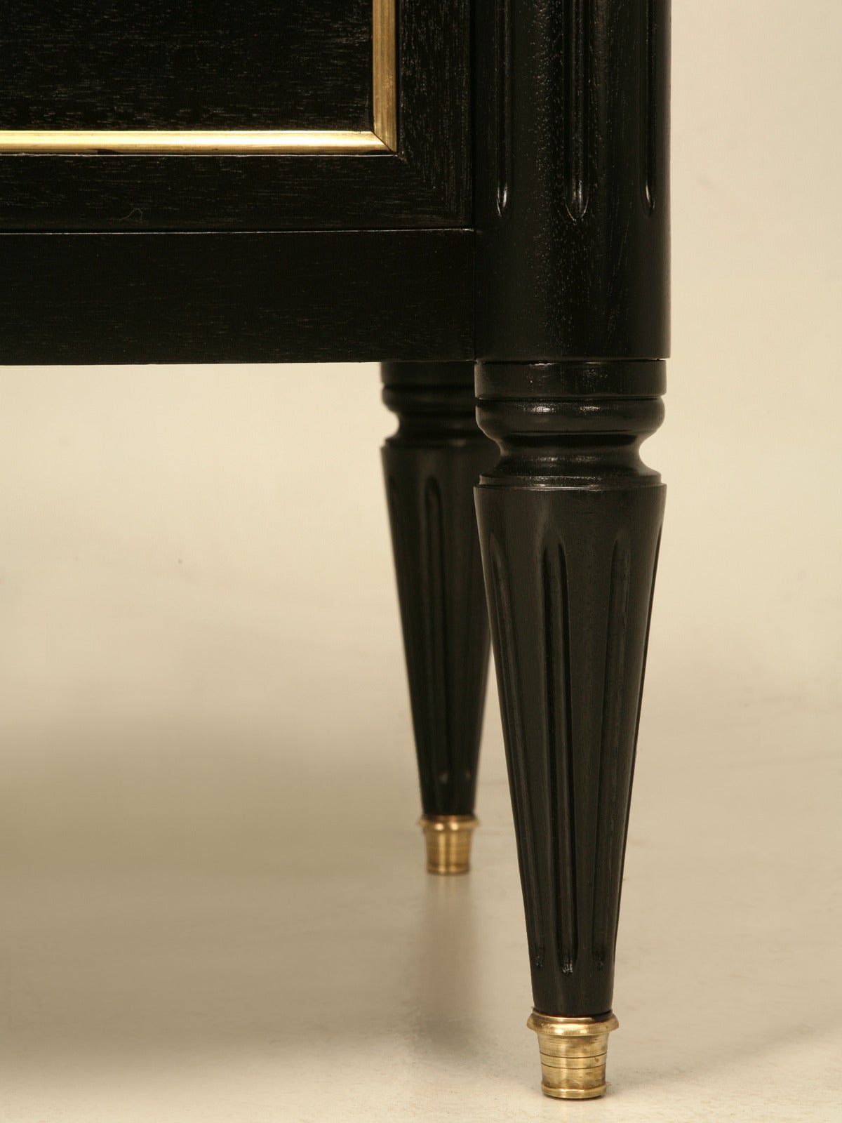 Jansen Style Louis XVI Ebonized Commode with Brass Trim 5