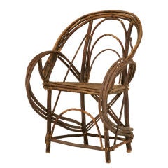 Original Primitive American Willow Folk Art Armchair