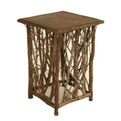 Vintage Rustic American Willow Folk Art Side or End Table