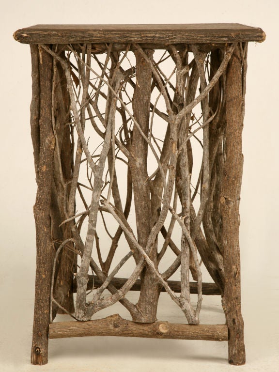 Rustic American Willow Folk Art Side or End Table