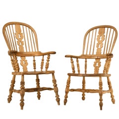 Antique English His 
Her
s Elm and Oak Windsor Chairs
