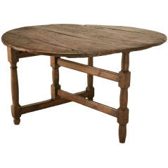 Antique c.1680 Rustic French Oak Gate-Leg Wine Table