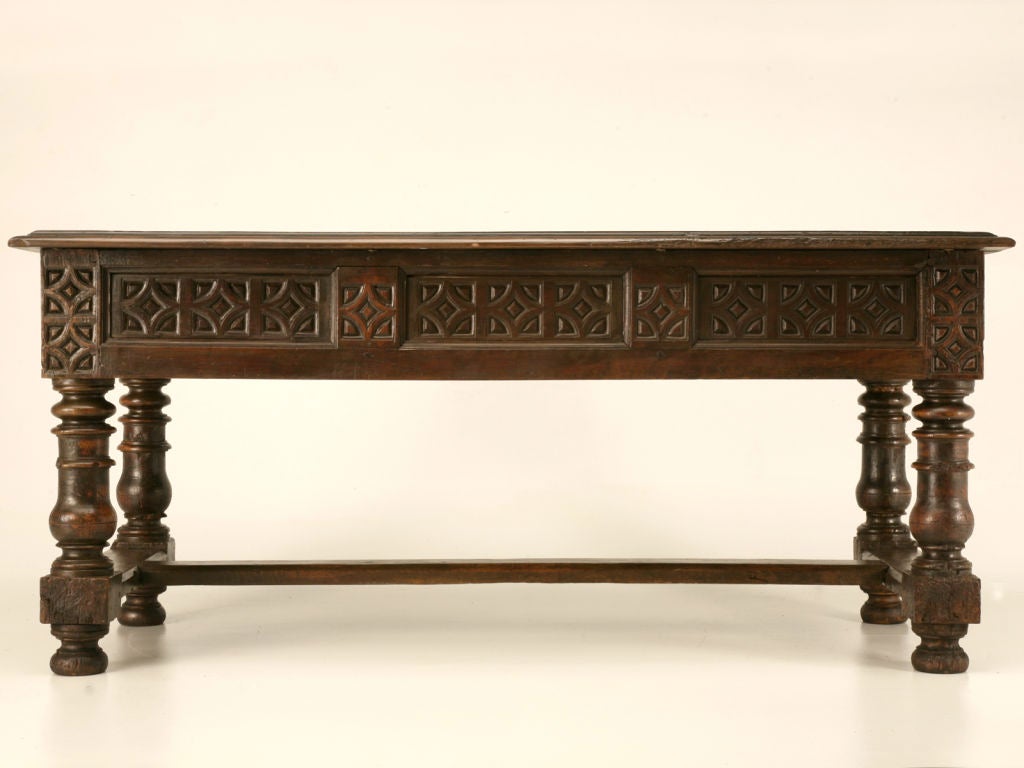 Original Antique Spanish Walnut Sofa Table or Desk 7