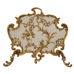 Circa 1860 French Rococo Bronze Fireplace Screen