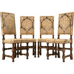 Circa 1860 Set of Four Original Antique French Oak Dining Chairs