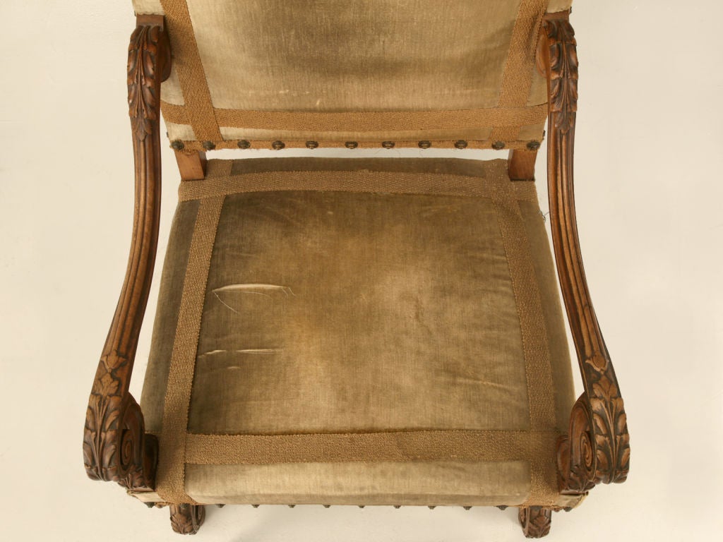 Circa 1880 Antique French Hand-Carved Walnut LXIII Throne Chair