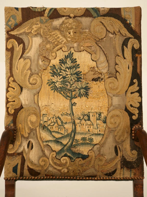 c.1900 Antique French Os De Mouton Throne-Chair w/Aubusson Uph.