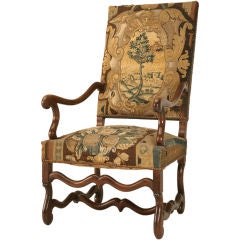 c.1900 Antique French Os De Mouton Throne-Chair w/Aubusson Uph.