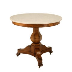 Petite Original Antique French Walnut & Marble Gueridon/Table