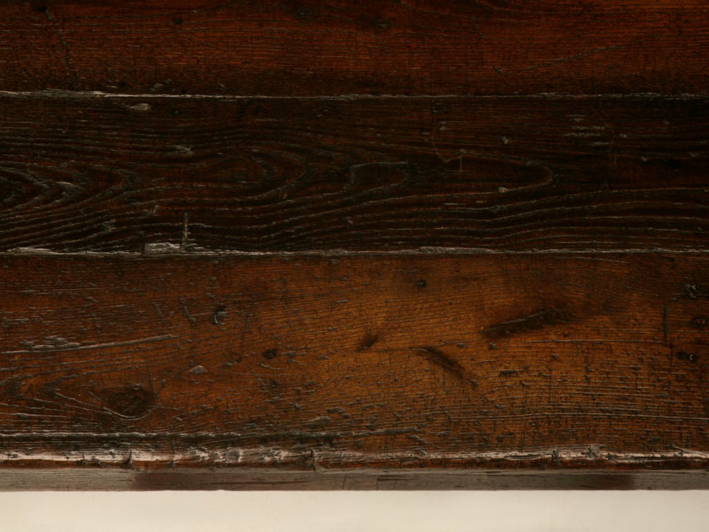 18th C. Rustic French Solid Oak Farm Table or Desk with Drawer In Good Condition In Chicago, IL