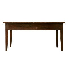 18th C. Rustic French Solid Oak Farm Table or Desk with Drawer