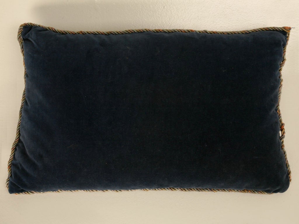 Circa 1880 Antique English Folk Art Hand-Beaded Pillow-Blue Shades 6