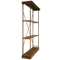 Circa 1900 Original Rustic French Wood & Steel Shelving Unit