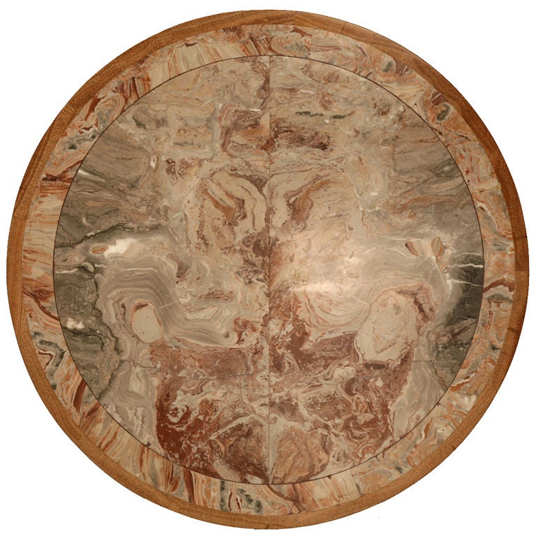 1940's French 66" dia Bookmatched Marble Top W/ Border