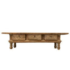 Rustic Original Hand-carved Spanish  Coffee Table w/3 Drawers