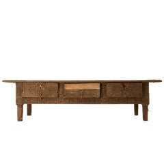 Very Rustic Original Hand-carved Spanish CoffeeTable w/3 Drawers