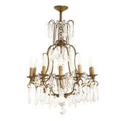 Circa 1930 French Bronze & Hand-Cut Crystal 10 Light Chandelier 6