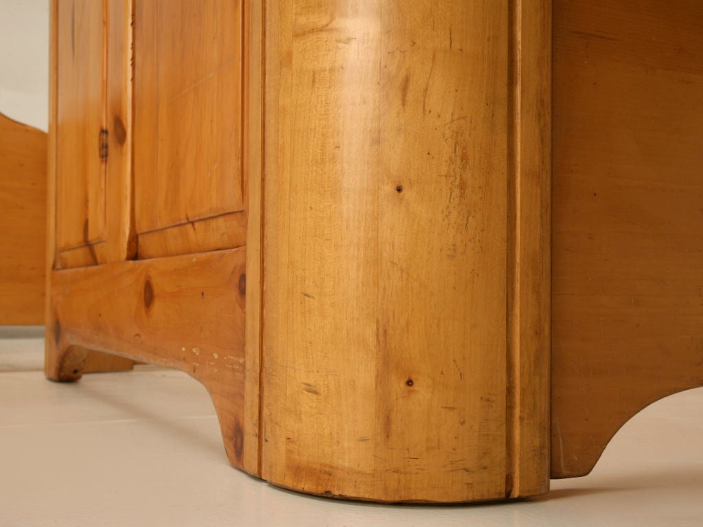 Pair of Vintage Solid Pine Raised Panel Sleigh Beds 1