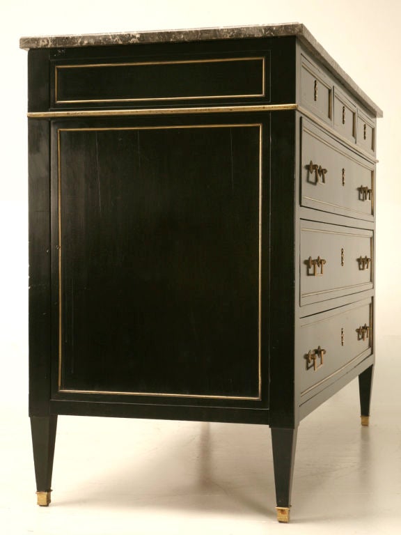 Antique French Louis XVI Ebonized Mahogany Commode with Marble 1