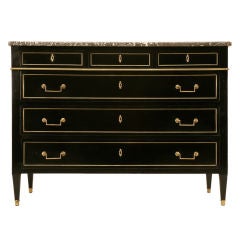 Antique French Louis XVI Ebonized Mahogany 3 over 3 Commode w/Marble 3