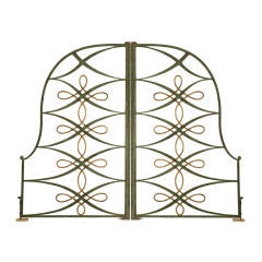 Original Pair of Vintage French Iron and Steel Gates