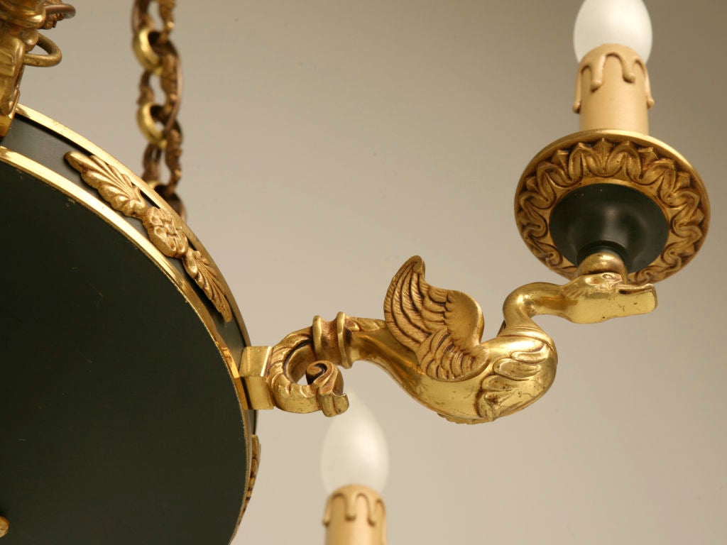 Araña de 6 luces estilo Imperio francés de tole vintage en venta 1