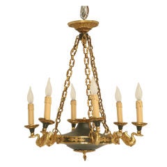 Vintage French Tole Empire Style 6 Light Chandelier