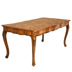 Exotic Hand-Carved Italian Oystered Olive Wood Dining Table