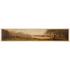 Amazing 9'8" Original Antique French Panoramic Oil Painting on Linen 5