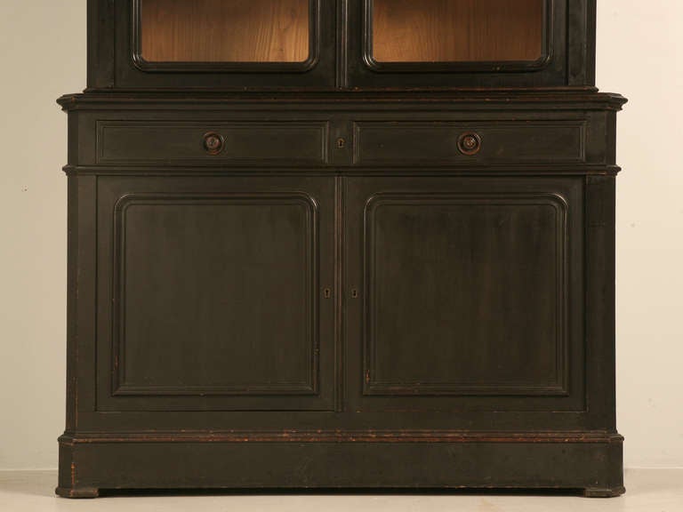 Wood Extraordinary Ebonized Antique French Louis Philippe China or Book Cabinet