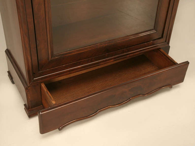 Antique French Glazed Crotch Mahogany Cabinet with Hidden Drawer 4