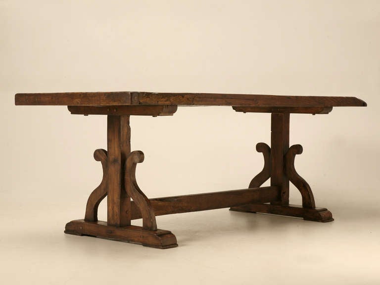 Chestnut French Trestle Farm Table, circa 1840