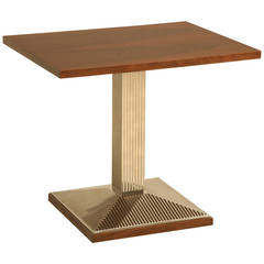 Art Deco Side Table in Walnut and Ribbed Metal