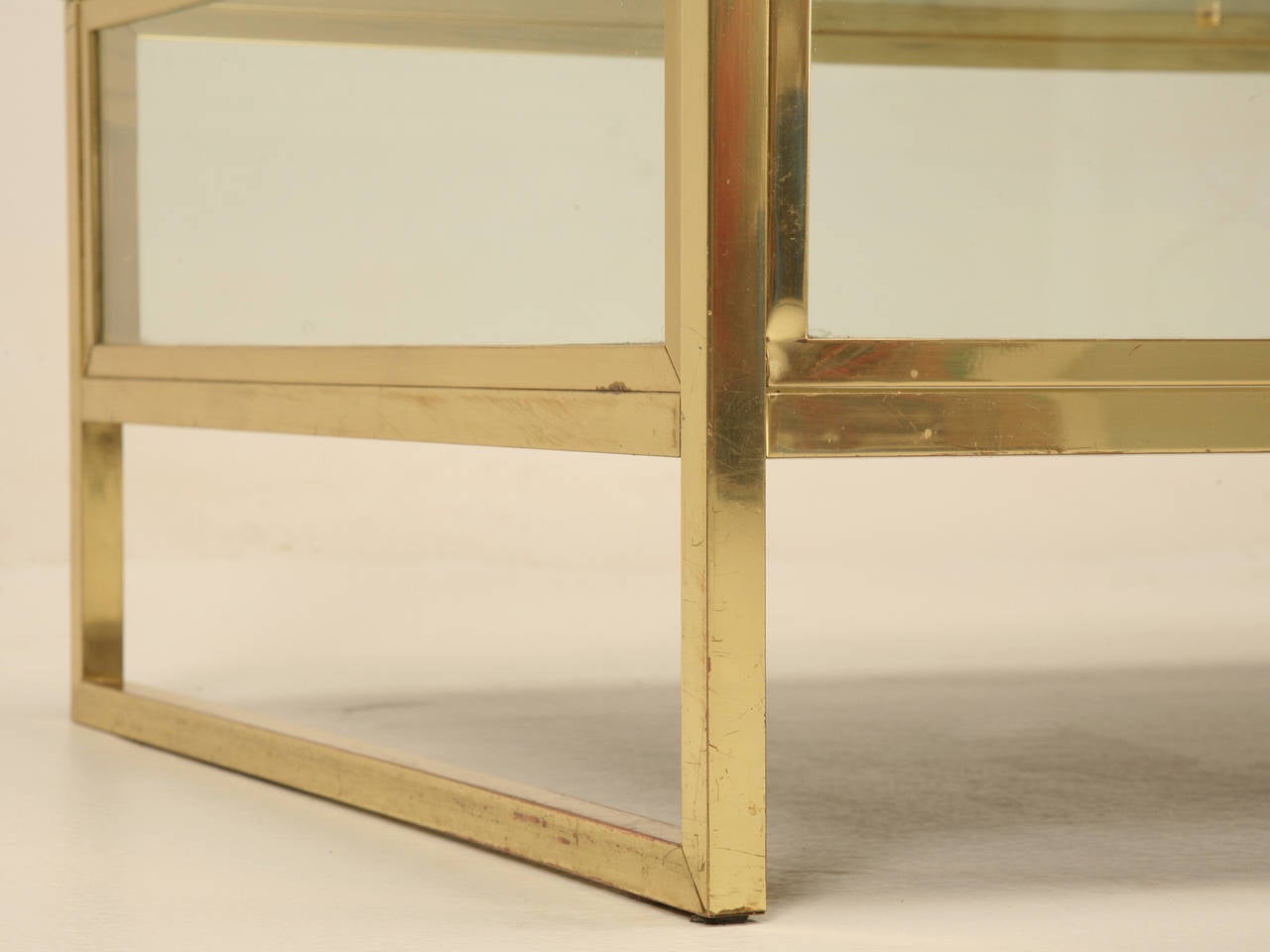 French Brass and Glass Mid-Century Modern Display Coffee Table 3