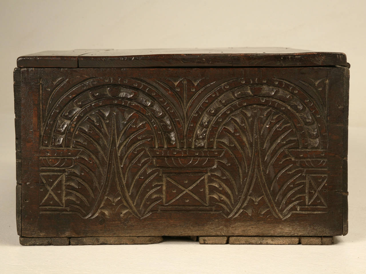 English Carved Oak Box from the 1600s 2