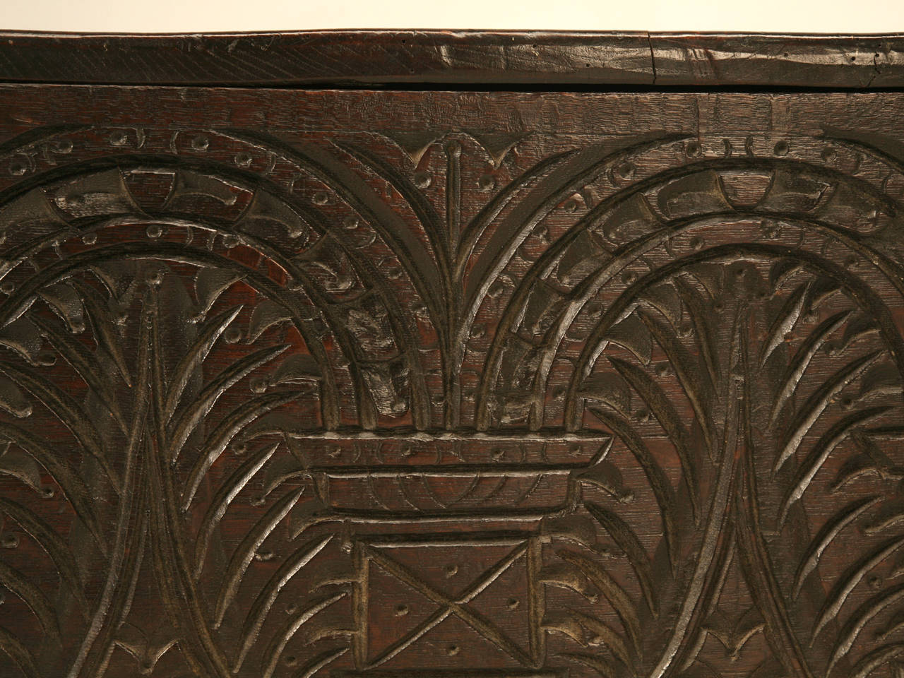 English Carved Oak Box from the 1600s 3